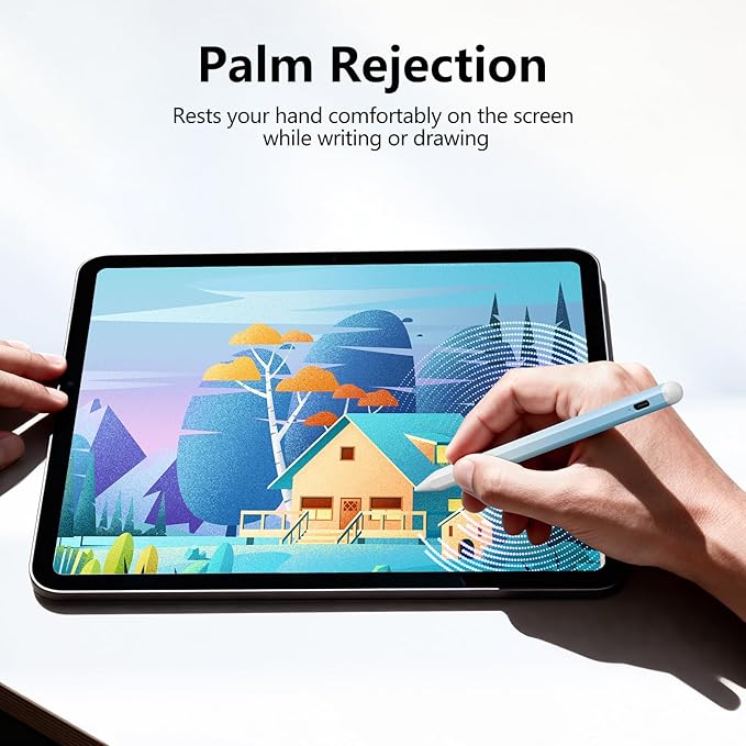 Stylus Pen for iPad 6th-11th Generation-2X Fast Charge Active Pencil Compatible with 2018-2025 Apple iPad Pro 11"/12.9"/M4, iPad Air 3/4/5/M2/M3,iPad mini 5/6 Gen-White Blue