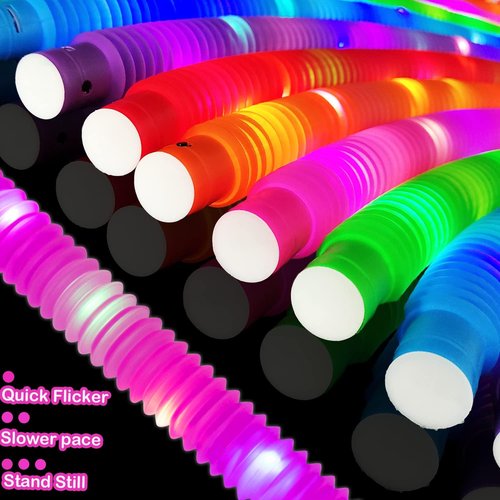 Glow Sticks | Camping Essentials for Kids - 6 PCS LED Light-Up Tube Wands & Bracelets for Summer Fun