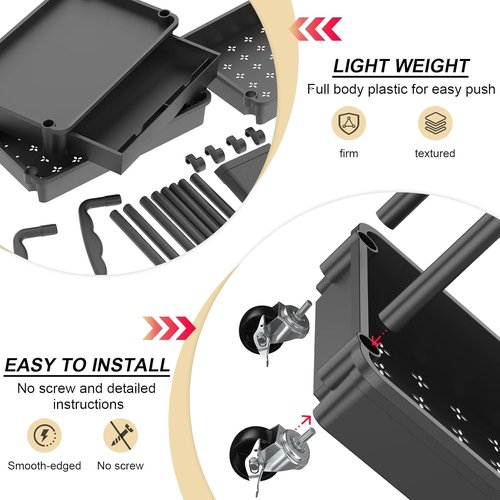 Goovilla 3-Tier Rolling Utility Cart - Sturdy Black Organizer with Removable Drawer & Lockable Wheels for Kitchen, Bathroom, Craft, and Baby Essentials