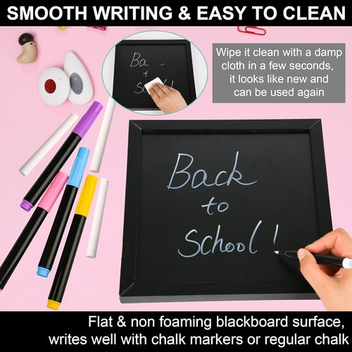 Double-Sided Chalkboard Sign by [Brand Name] - Small 10" x 10" Blackboard with Stand & 12 Chalk Markers