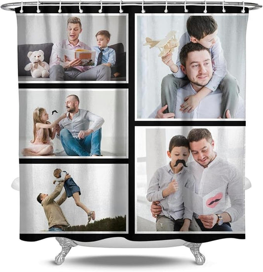 Personalized Shower Curtain Set Custom Photo Shower Curtains Modern Minimalist Home Bathroom Curtain Decor with 12 Hooks 72 Inch Wide * 72 Inch High