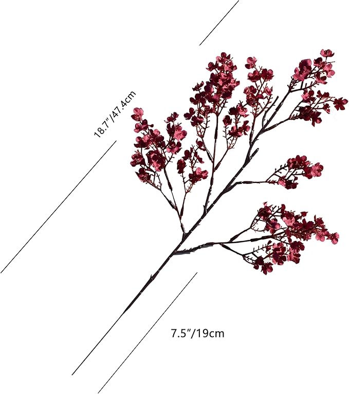 Mandy's Burgundy Artificial Baby’s Breath European Flowers 6 Bundles Silk Gypsophila with Bendable Stems for Fall Thanksgiving & Christmas Centerpiece Wedding Decor and Table Arrangements