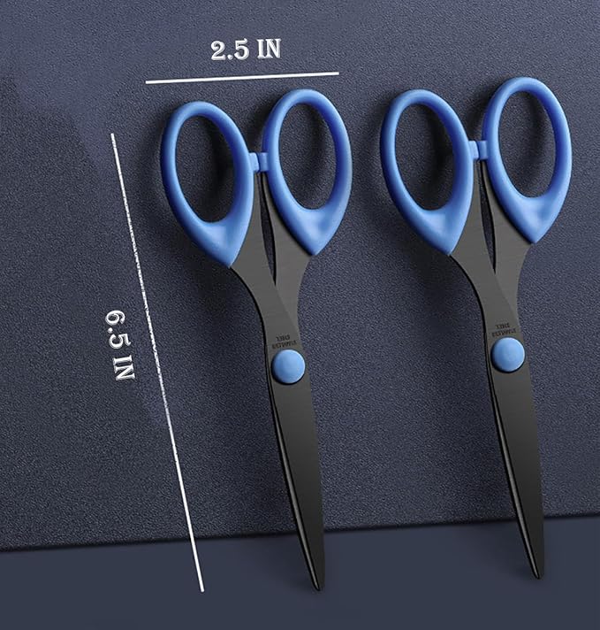 3 Pack 6.5" Multi-Purpose Scissors, Arts and Crafts Scissors,for Office, Home, School and Sewing (Blue)