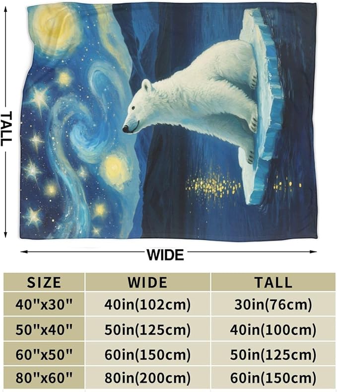 Polar Bear Blanket Cute White Bear Throw Blanket Soft Cozy Fleece Fuzzy Stuffed Plush Flannel Gifts for Girls Women Boys Kids Adults 40''x50''