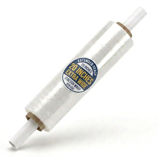 BOX USA Stretch Wrap - Extra Wide 20-Inch Clear Plastic Film Roll with Handles | 1000 ft for Shipping & Moving