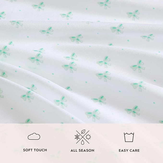 Laura Ashley Kids - Twin Sheet Set, Soft & Wrinkle-Resistant Toddler Bedding Set, Deep Pockets, Girl Bed Sheets with Matching Fitted Sheet & Pillowcase (Lovely Bows Blue)