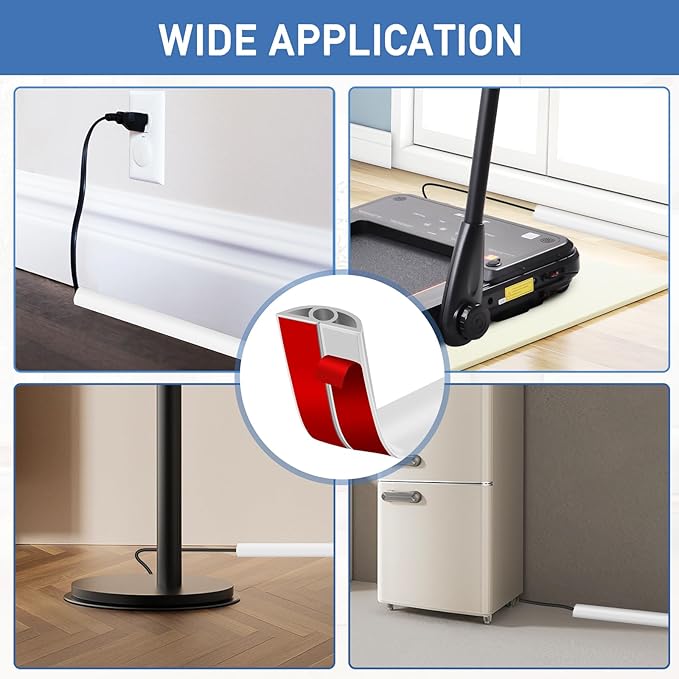 Floor Cord Cover Self Adhesive Cord Hider Floor Extension Cord Covers for Floor Power Cord Protector Cable Management Prevent Cable Trips Cable Cavity 0.32" W x 0.32" H (White, 20Ft)