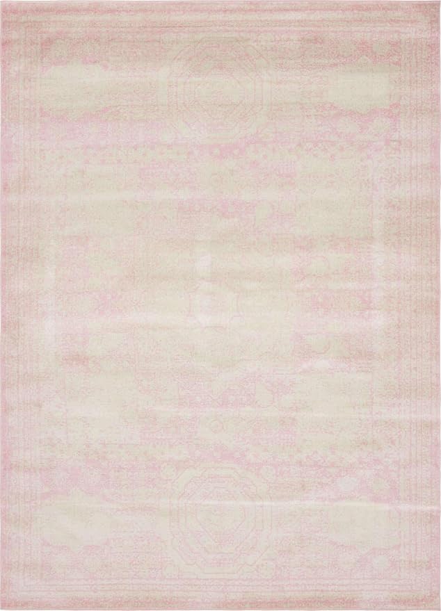 Unique Loom Bromley Collection Area Rug - Wells (9' x 12' 2" Rectangle Pink/Ivory)