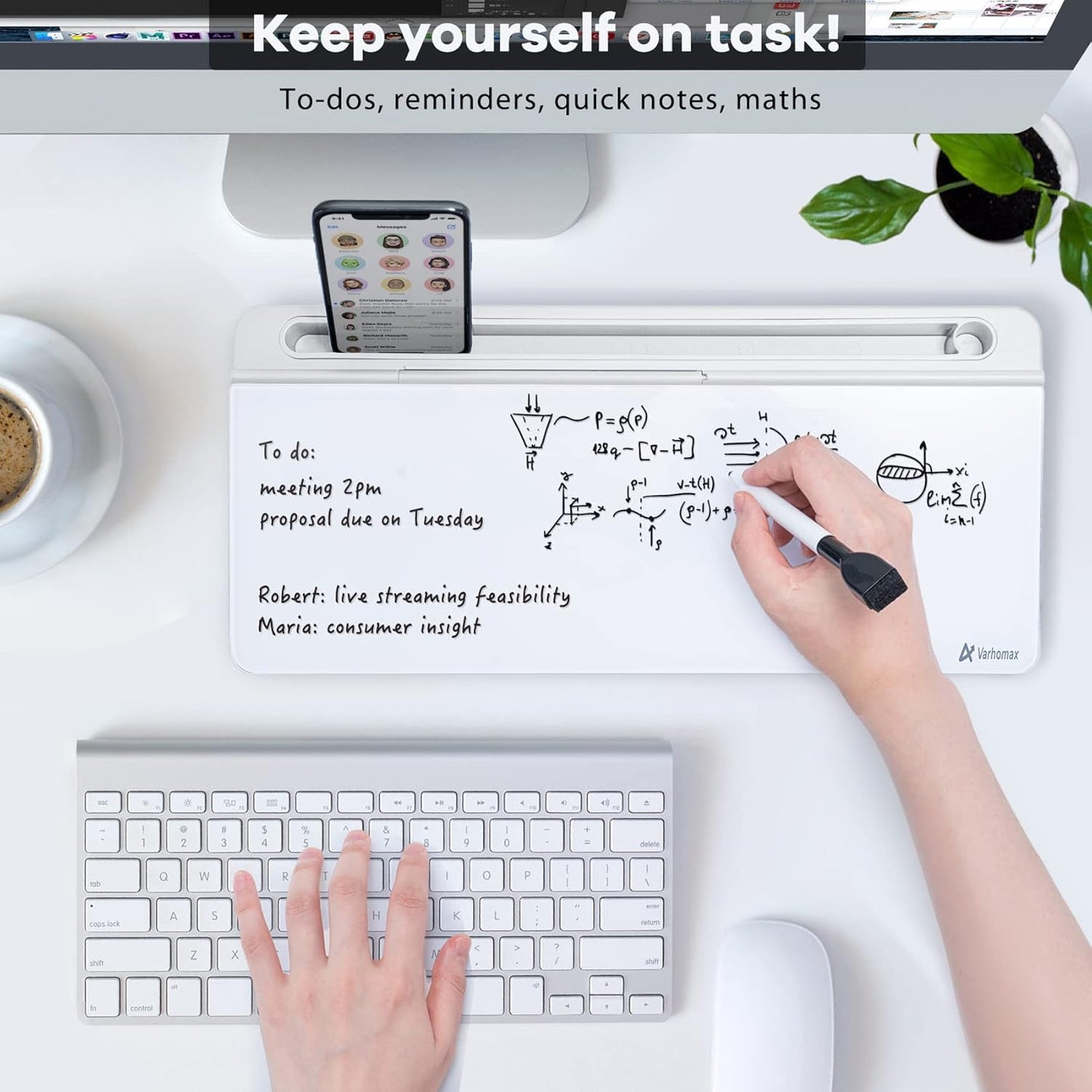 Skiennix Desktop Whiteboard - Whiteboard with Calculator | Ideal Desk Organizer for Home, Office & School