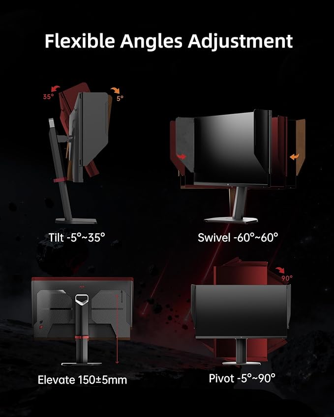 KTC 27M1 27 Inch Gaming Monitor, 1440P Monitor with Speakers Built in, 210Hz Monitors with Shielding Hood, Fast IPS, Adaptive Sync, 130%sRGB, 1MS(MPRT), VESA Mount, Tilt/Swivel/Pivot/Height Adjustment
