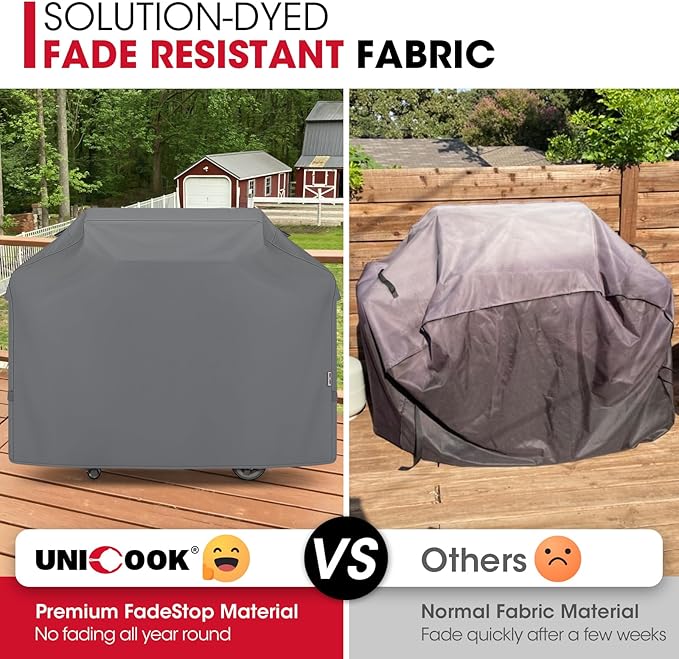 Unicook Large Gas Grill Cover 70 Inch, Outdoor Heavy Duty Waterproof BBQ Cover, Fade Resistant Patio Barbecue Protector, All Weather Protection for Backyard Grills, Gray