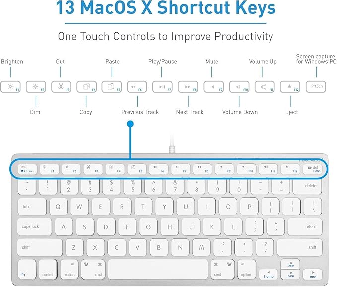 Macally USB C Mini Keyboard and a USB C Wired Mouse, Excellent Accessories for New MacBook Products