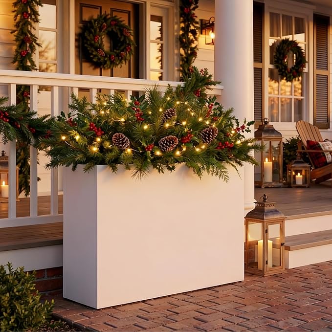Planter Box Outdoor 38"W x 10.2"D x 30"H- Tall Rectangular Planters for Outdoor Patio/Porch, All-Weather with Anti-dumping Kit, Durable Galvanized Steel, Modern Design for Plants, Flower,Garden