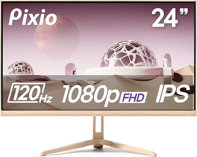Pixio PX246 Wave Beige 24 inch 120Hz Refresh Rate FHD 1080p Resolution IPS Panel 4ms GTG Response Time Gaming Monitor with Adaptive Sync