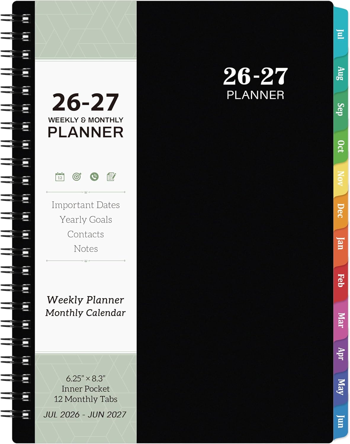 Academic Planner 2026-2027 by [Brand Name] - Weekly & Monthly Layout, 6.3” x 8.4”, Thick Paper, Back Pocket