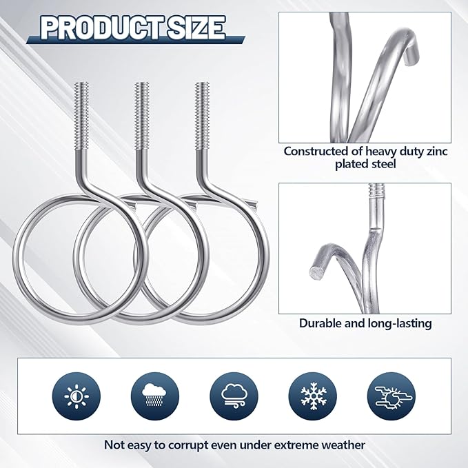 Yaocom 100 Pcs 1/4"-20 Machine Threaded Bridle Rings 2" Diameter Heavy Duty Bridle Wiring Rings Cable Hangers for Low Voltage Cable Pipe Management