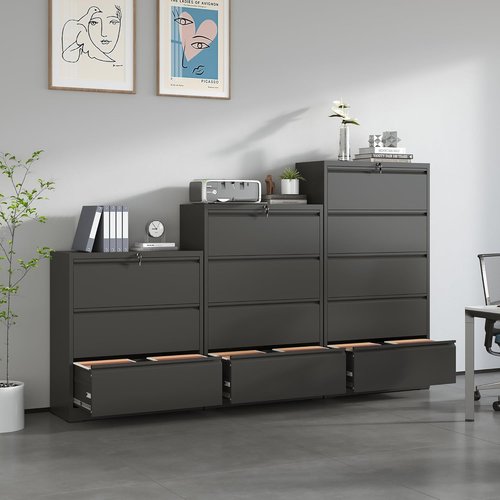 Regine Switzerland 4 Drawer Lateral File Cabinet - Heavy Duty Metal Design for Legal/Letter Size Files