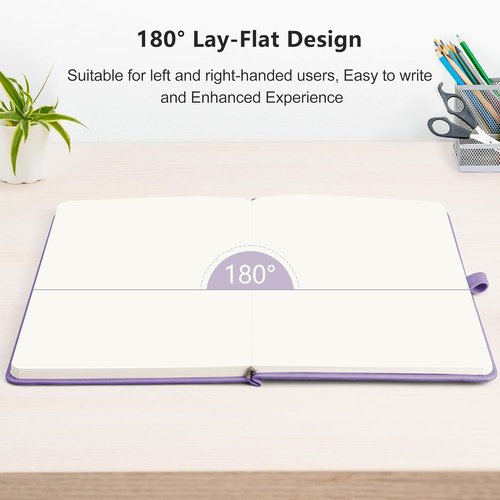 RETTACY A5 Leather Hardcover Blank Journal - 192 Pages of Thick 100 GSM Paper for Sketching & Drawing | Purple