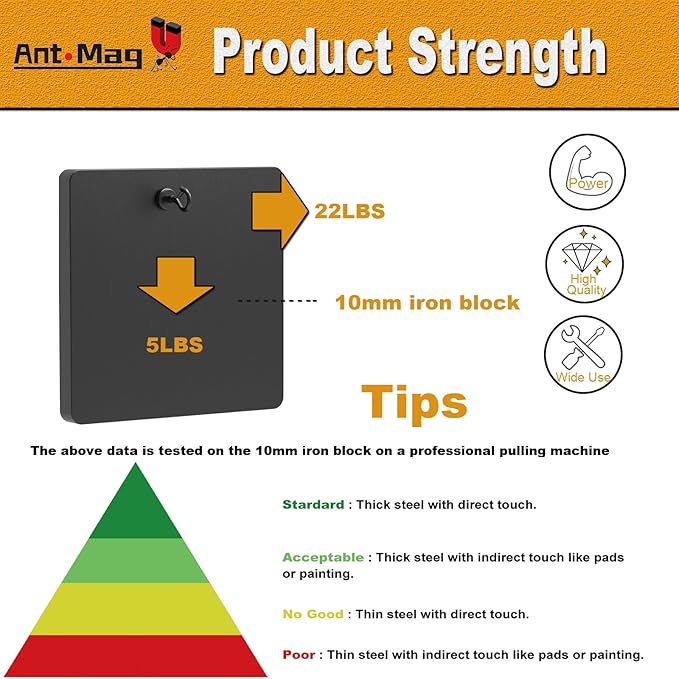 Ant Mag Black Magnetic Hooks Heavy Duty with Snap 22lbs Strong Magnet Hooks Great Hanging for Refrigerator, Cruise Cabin, Grill, Wreath,Kitchen,Office 8 Pack