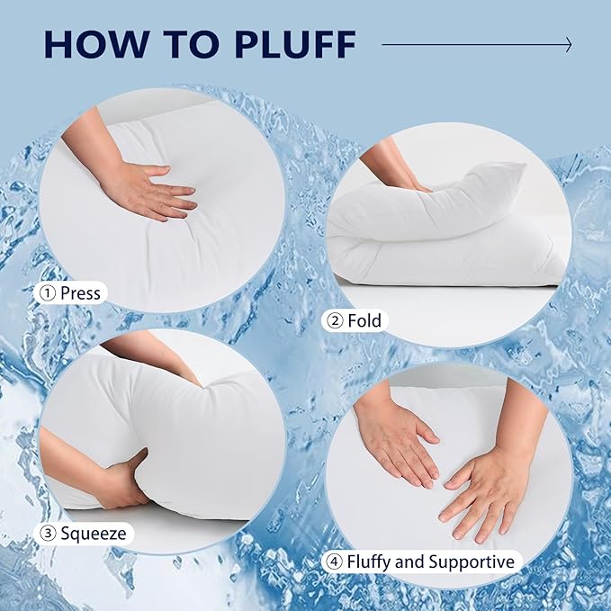 DOWNCOOL Large Body Pillow Insert with Cooling Cover - Soft Long Bed Pillow for Summer - Breathable Full Body Pillow for Adults - 20x54 inch (White, with Cover)