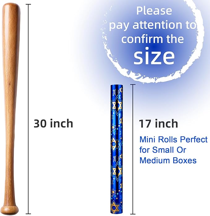 MAYPLUSS Hanukkah Wrapping Paper Roll - 17In * 32.8 Ft - Navy Blue Star of David Gift Wrap Present Paper with Metallic Foil Design for Chanukah Jewish Festival, Christmas, Party, Holiday & DIY Craft