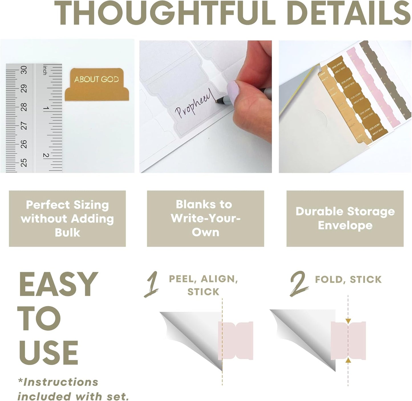 Verse & Vow Bible Tabs - 150 Topic Markers with Blank Tabs for Prayer & Journaling | Organized by 24 Themes