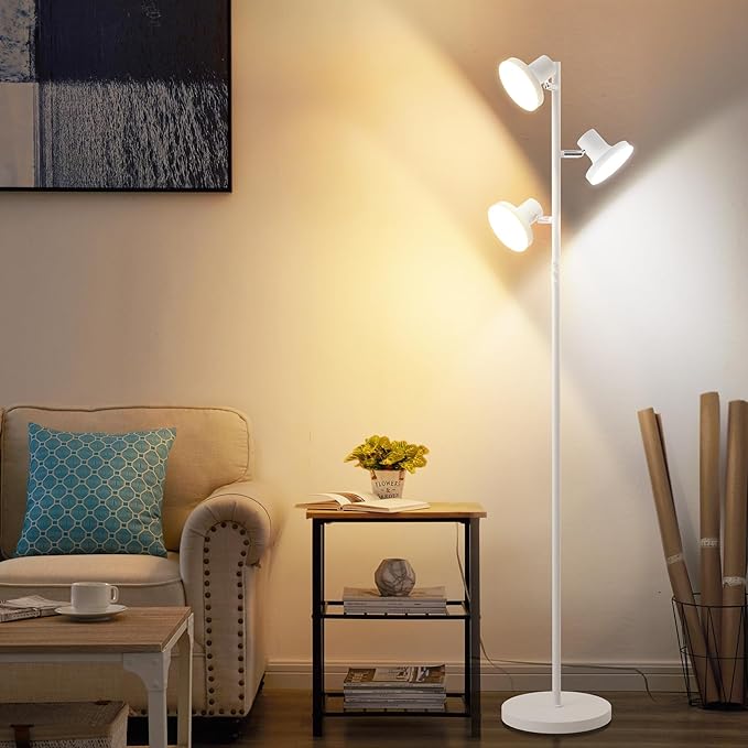 SIBRILLE 36W LED Tree Floor Lamp, Modern Dimmable Standing Lamp with Remote & Touch Control, 4 Color Temperatures, 3 Rotatable LED Light Floor Lamps for Living Room, Bedroom, Office