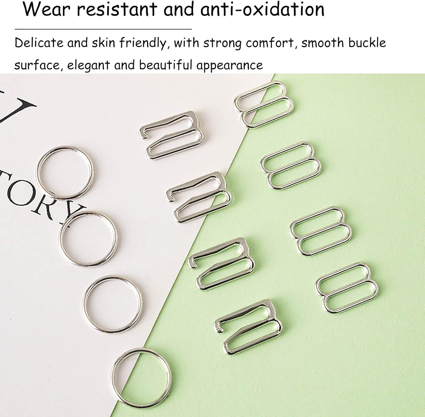 Skiennix Bra Hooks & Clips - Adjustable Metal Swimsuit Replacement Sliders | 3 Styles, 3 Sizes (8mm, 10mm, 12mm)