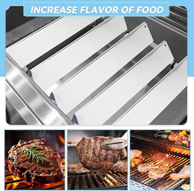 17.5" Flavorizer Bars for Weber Genesis 300 Series Grills with Front Control Knob, Replacement for Genesis Grill Parts E310 S310 E320 S320 E330 S330 Stainless Steel Heat Plates for 7620, 5 Pack
