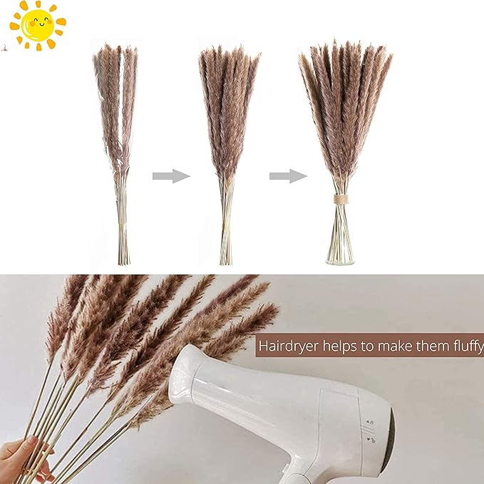 30 Pcs Pampas Grass ,17.7 inch/45cm Natural Dried Pampas Grass Branches Decor for Home Kitchen Garden Party Photographing Flower Arrangement Vase Decor (Natural)