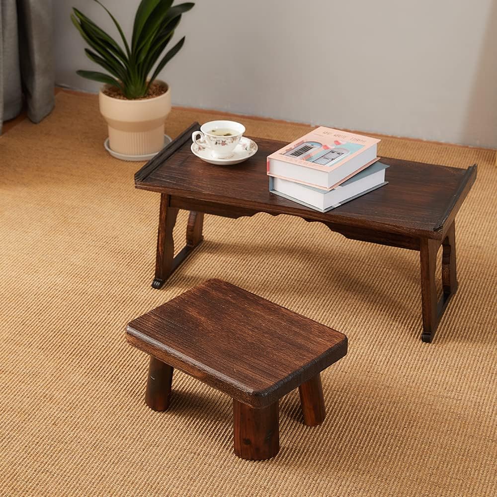 Skiennix Wooden Stool - Super Sturdy Bedside Step Stool for Kitchen & Bathroom | Supports Up to 500 LBS