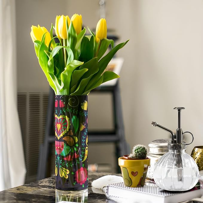 Vase Plastic Vase Elegant Cylinder Flower Vase Shatterproof Decorative Centerpiece for Home Table Office Weddings Events (11.8 x 3.9 in)