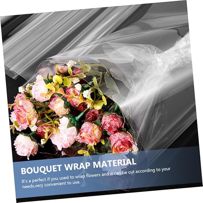 Abaodam Transparent Cellophane Flower Wrapping Paper Mil Thick Tear-resistant Wrap for Floral Bouquets Packaging DIY Material