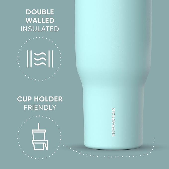Hydrapeak Voyager 40 oz Tumbler with Handle and Straw Lid | Reusable Stainless Steel Water Bottle Travel Mug Cupholder Friendly | Insulated Cup (Alpine)