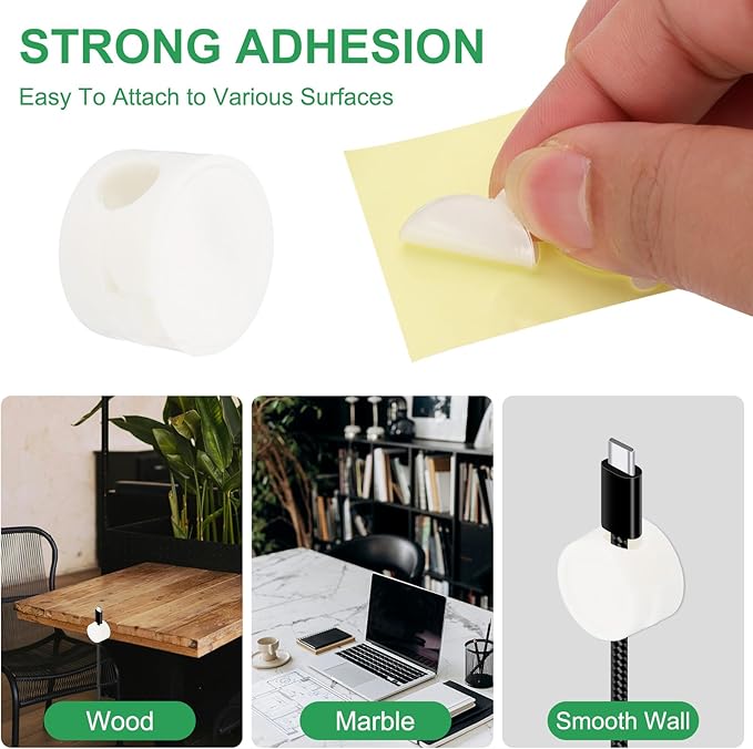 PATIKIL Cable Organizer Holder, 3 Pcs Magnetic Spring Desk Cable Management Clips Adhesive Cord Holder Keeper for Office Desktop Wall Car, White