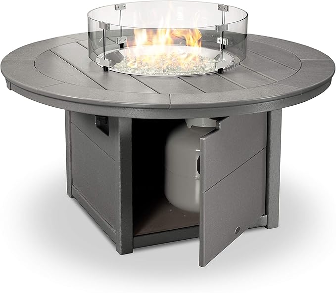 POLYWOOD® Round 48" Fire Pit Table in Slate Grey