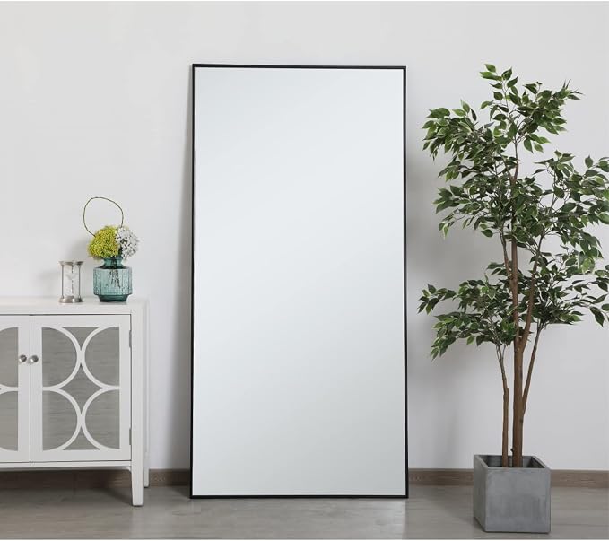Elegant Decor Eternity 72" x 36" Contemporary Metal Frame Mirror in Black