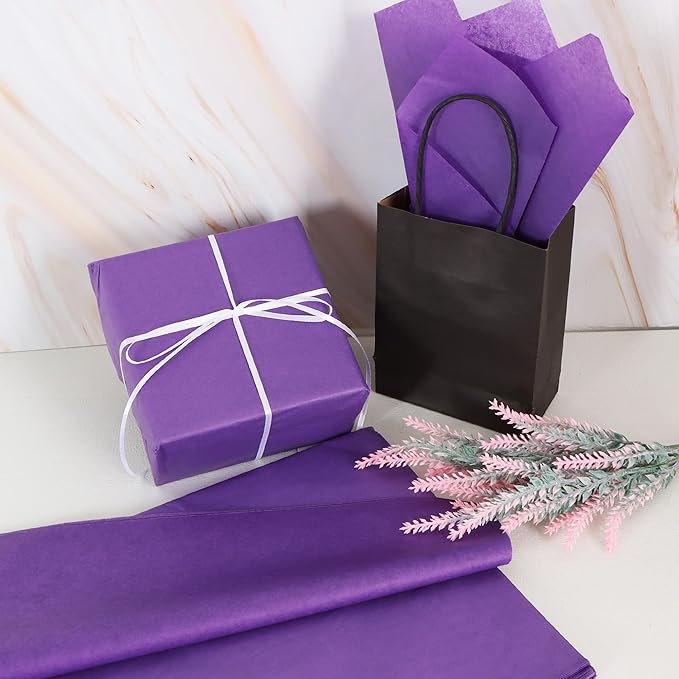 BEISHIDA 100 Sheets Dark Purple Tissue Paper Bulk, Wrapping Tissue Paper for Gift Bags, 14 x 20 Inch Gift Wrap for Halloween Birthday Graduation DIY Crafts Holiday Flowers