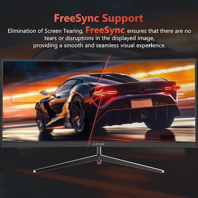 Z-Edge 30" Curved Gaming Monitor, WFHD1080P 200Hz 165Hz Monitor, MPRT 1ms, 21:9 Aspect Ratio, 1500R Curved, 16.7M Colors, 3000:1 Contrast, UG30 PIP-PBP, 2X DP 1.4 Ports and 2X HDMI 2.0 Port