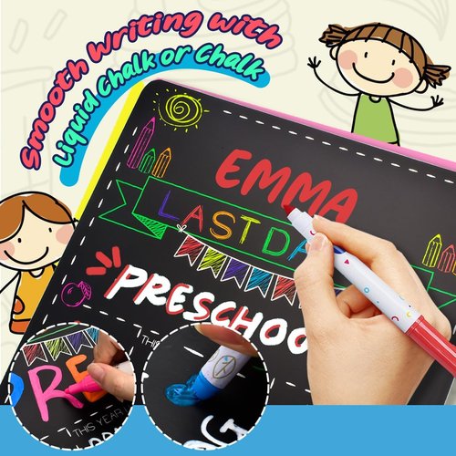 Personalized Chalkboard Style First & Last Day of School Sign | 13" x 16" Photo Prop - 2 Pcs