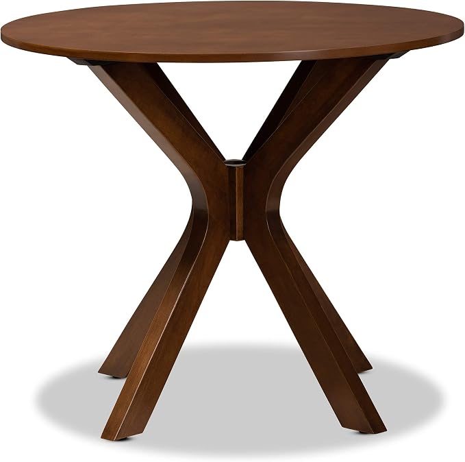 Baxton Studio Kenji Modern and Contemporary Walnut Brown Finished 35-Inch-Wide Round Wood Dining Table