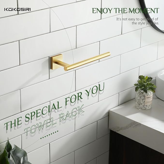 KOKOSIRI Bathroom Towel Bar Gold Hand Towel Holders Wall Mount Toilet Kitchen Cabinet Paper Holder Stainless Steel Bath Accessories, B3008BG