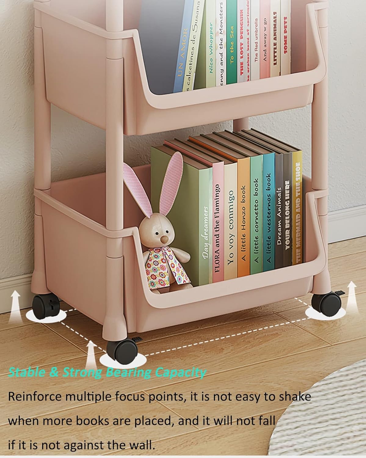 Skiennix Rolling Utility Cart - Multi-Layer Storage Trolley with Hooks | Adjustable Shelves for Narrow Spaces