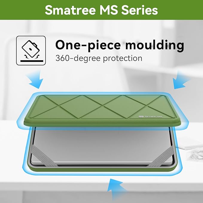 Smatree MS86T Hard EVA Protective Sleeve with Stand Compatible for 16 inch Acer Aspire Vero 16 AV16, for Swift X 16/16 AI/Go 16, for 15.6 inch Acer ConceptD 3 Ezel/ConceptD 3 Ezel Pro Sleeve, Green