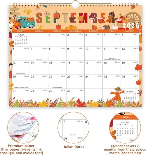 2026 Wall Calendar by [Brand Name] - 12 Months with Holidays | Large Block Design, 14.6'' x 11.4''