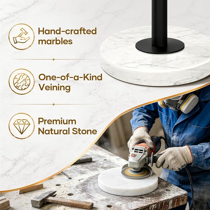 Nintiue Dimmable Floor Lamp for Living Room, 11W LED Bulb Included, Modern Standing Lamp with Marble Base, Tall Pole Light with White Linen Shade for Bedroom Reading Office Corner Nursery-Black