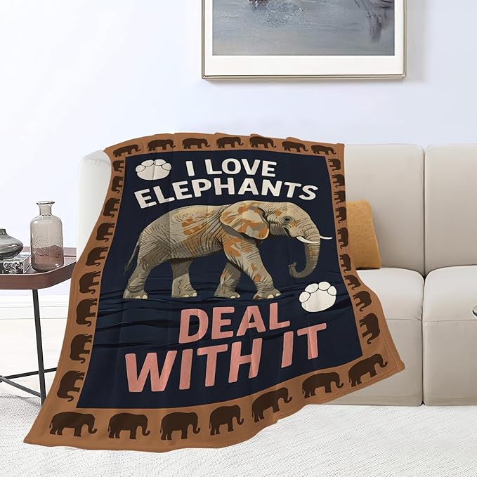 Elephant Blanket Elephants Throw Blanket Animal Soft Cozy Fleece Fuzzy Stuffed Plush Flannel Gifts for Girls Women Boys Kids Adults 50"X60"