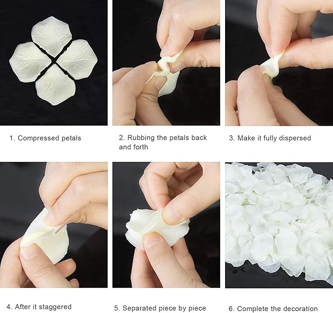 Ouddy Decor 3000 Pcs Rose Petals Artificial Flowers for Valentine's Wedding Decor Romantic Night Bridal Party Home Decorations, Ivory