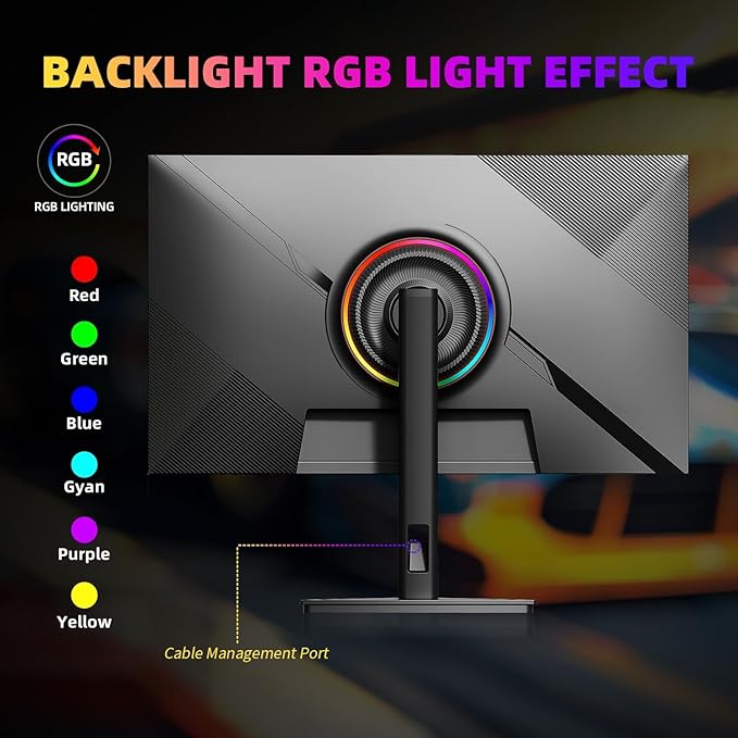 27 Inch QHD 2560x1440 Gaming Monitor, 180Hz (200Hz OC) 1ms GTG Fast IPS, 450cd/㎡ Brightness, 93% DCI-P3, G-Sync & FreeSync, Tilt Stand, DP/HDMI