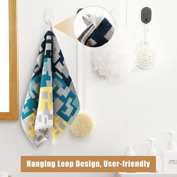 SEMAXE Bath Towel Set, 18 Piece Towel Set for Bathroom, Large Value Pack, Quick Dry Cotton Towels with Hanging Loops, Easy Care, Geometric Pattern